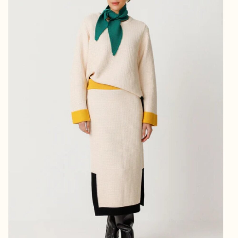 SKFK Knit Sweater Top Size 6 Organic Cotton Short Sleeve Minimalist NWT